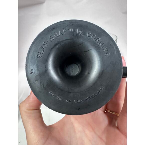 Vintage MCM‎ Corning Glas-Snap Mug. Black Pedestal 8oz Set of 2 - Picture 4 of 4